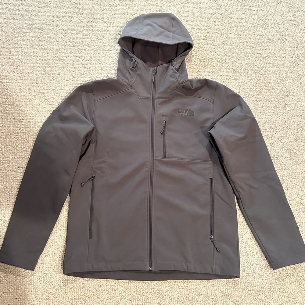 The North Face Men's Charcoal Hooded Jacket with zipper pockets